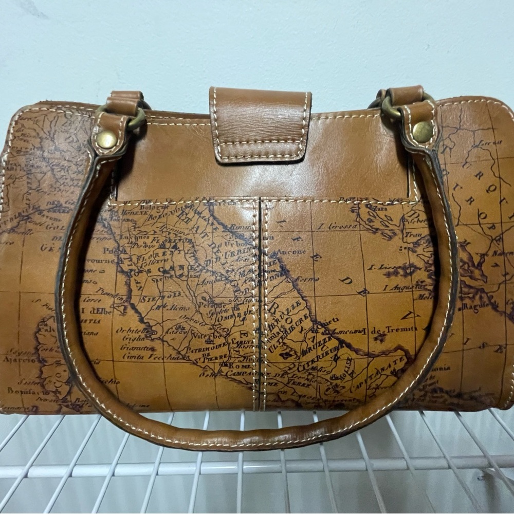 Patricia Nash Rienzo Signature Map Print Leather Satchel - Picture 2 of 2